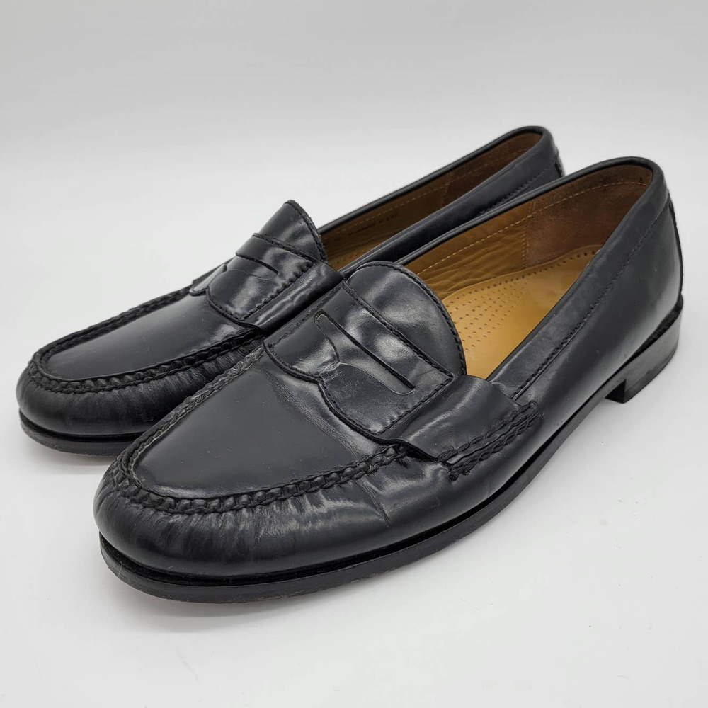 Cole Haan Black Pinch Penny Leather Slip-On Loafers - Size 10